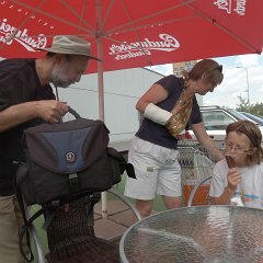We stopped at a supermarket for lunch and coffee before moving on to the next stop.