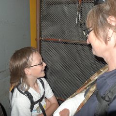 In the mine elevator