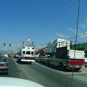 P1150474  South of Ensenada. Traffic. Chaos. Loads of matresses
